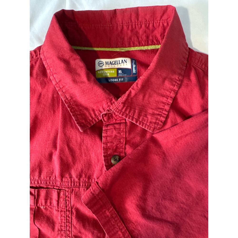 Magellan Outdoors Adventure Gear Men’s XL Brick Red 100% Cotton Button-Up